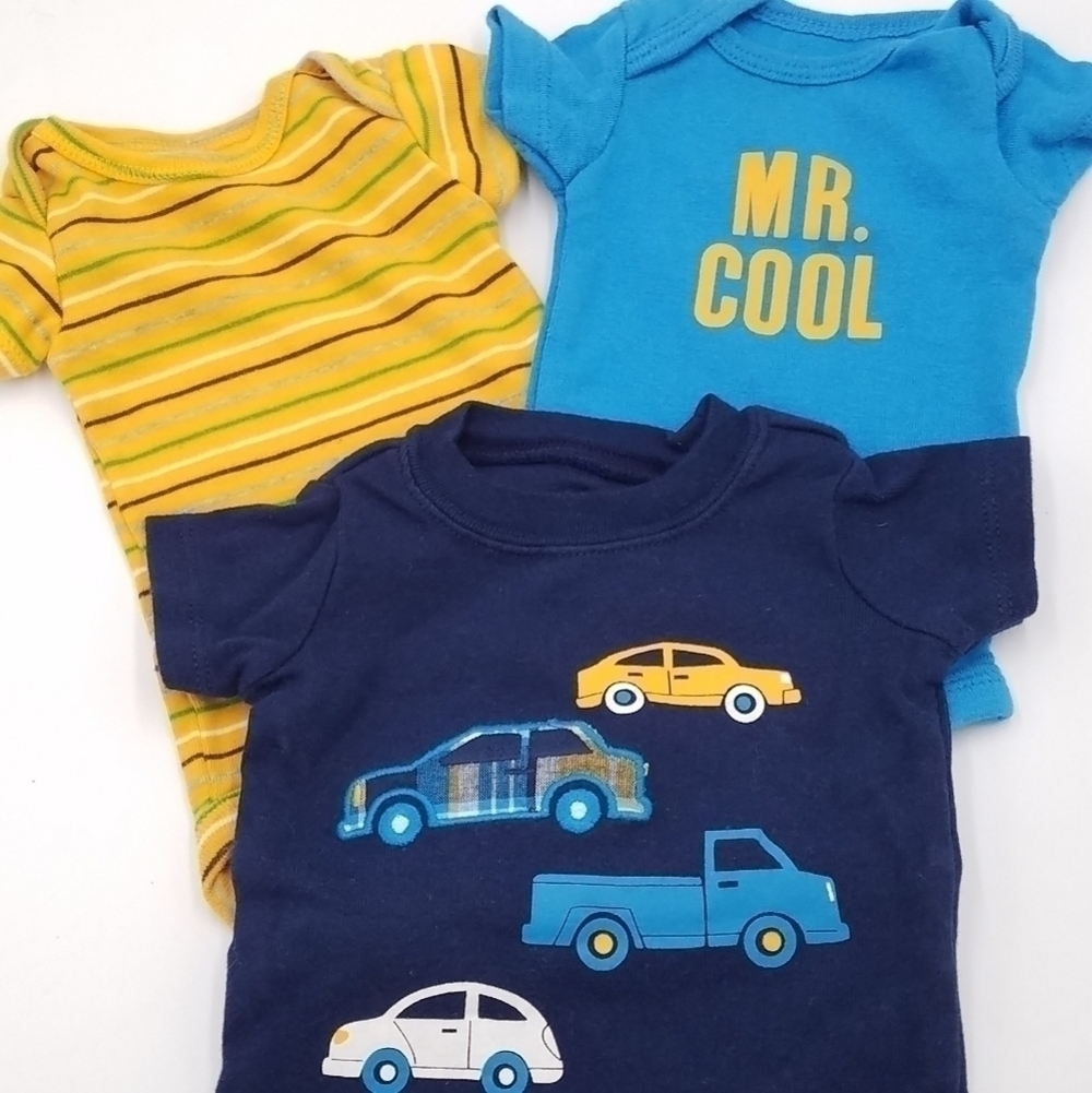 Set 3 Shirt Onesie Bodysuit Car Truck Cool NB